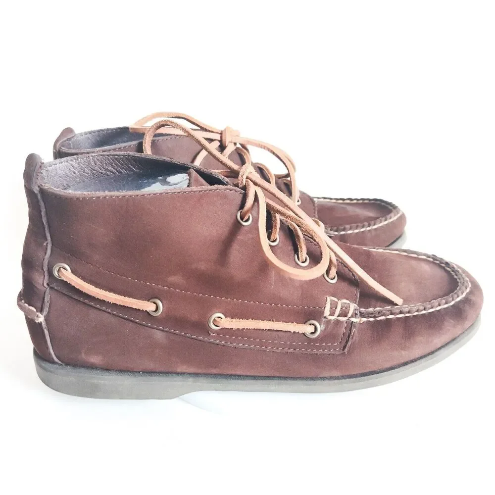 J.Crew Classic Brown Leather Mens Ankle Chukka Boots BA031 Size 9M Preppy Casual